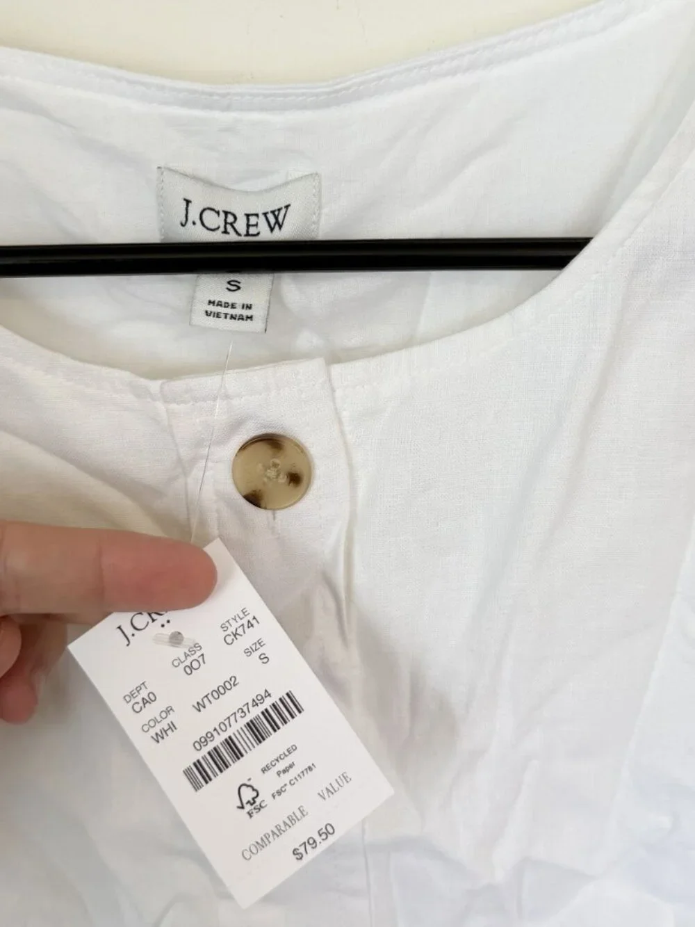 NWT J.Crew Linen Blend Button Front Shell Top - Size: Small